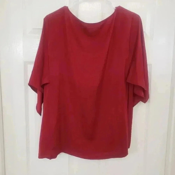 Chico's Red Square Flutter Sleeve Blouse - Picture 2 of 5